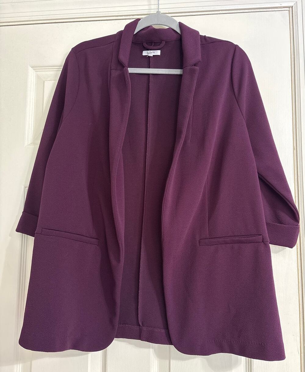 Maurices Versa Open Front Blazer, 3/4 Sleeve, Purple, Women's 0X